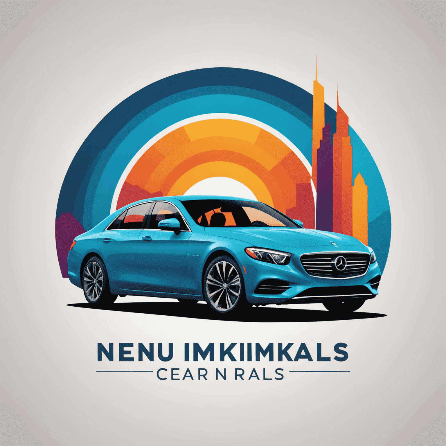 Nenumiklois Car Rentals logo featuring a stylized luxury car silhouette with vibrant colors