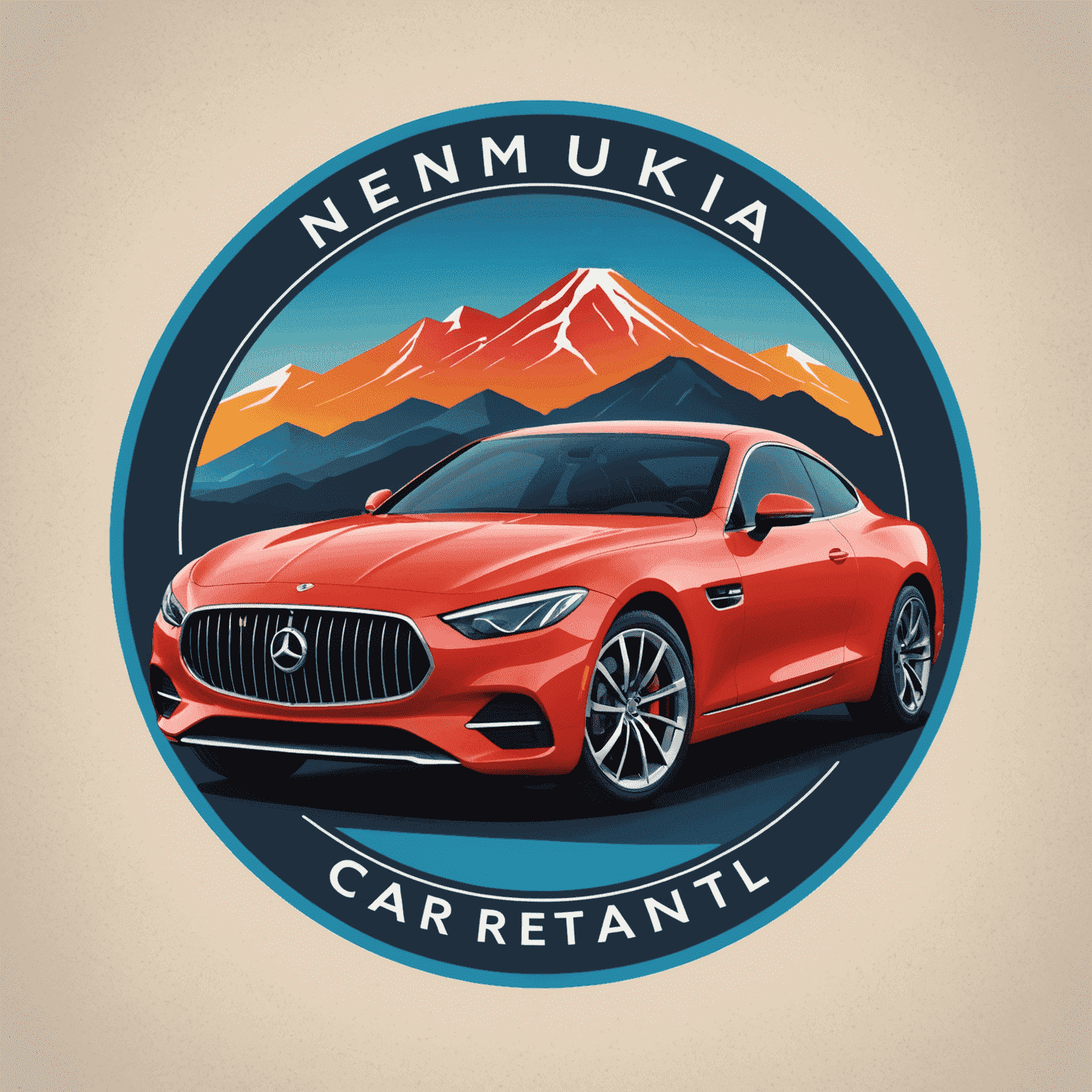 Nenumiklois Car Rentals logo featuring a stylized luxury car silhouette with vibrant colors