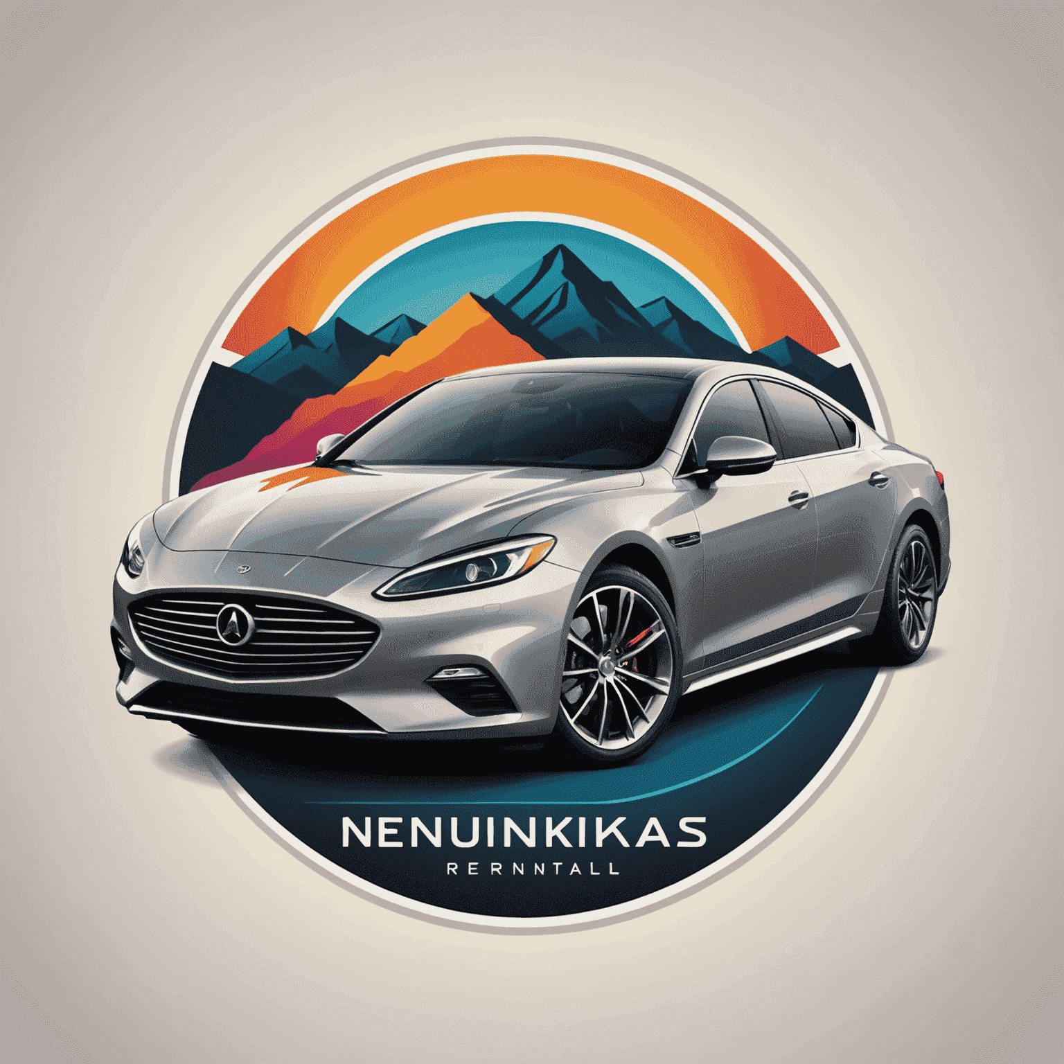 Nenumiklois Car Rentals logo featuring a stylized luxury car silhouette with vibrant colors