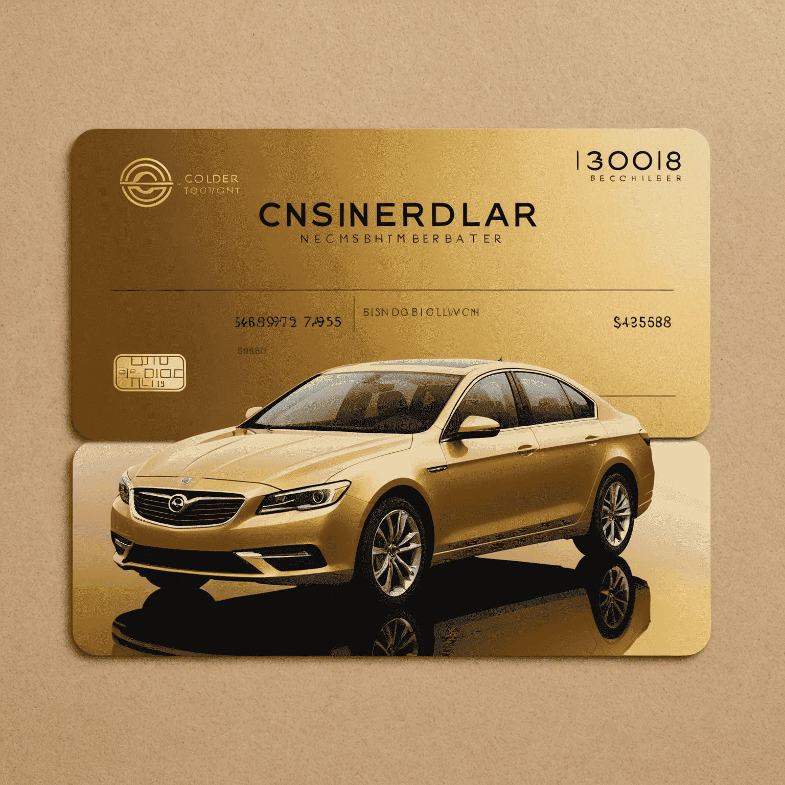 A golden membership card with car silhouettes, representing the exclusive loyalty program for frequent renters