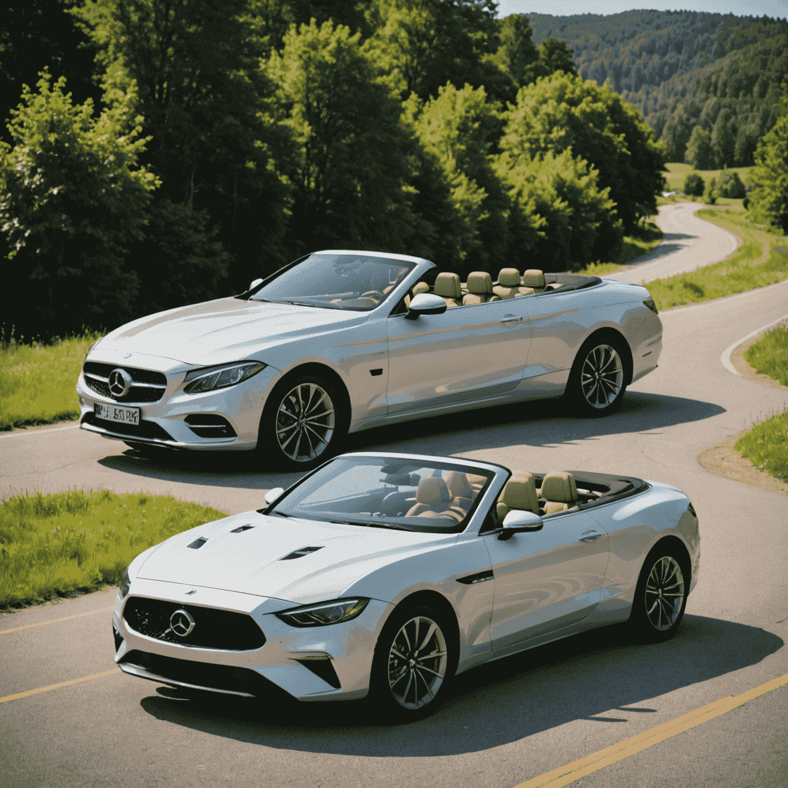 A stylish convertible car perfect for scenic drives and summer rentals